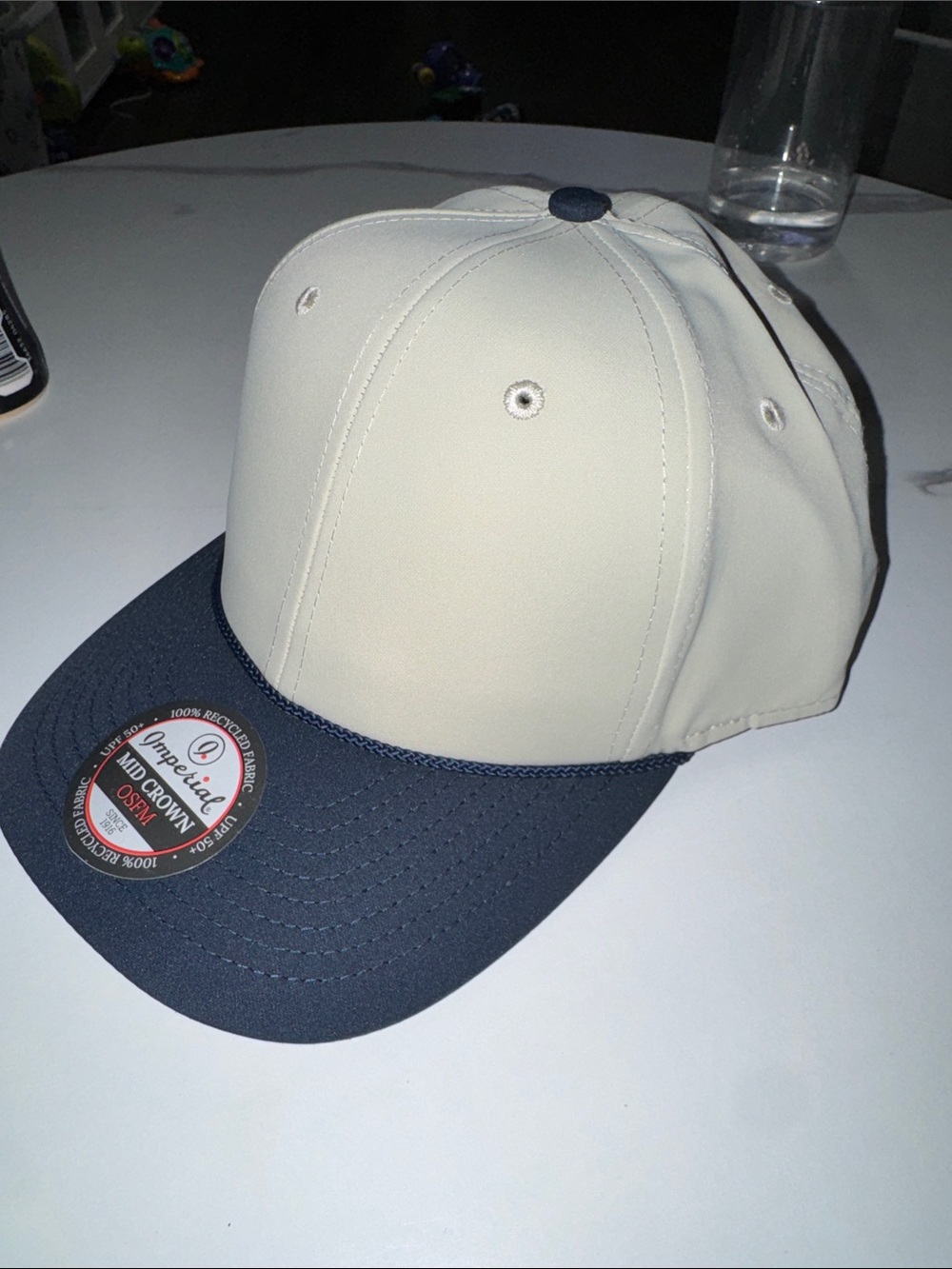 Imperial Two-Tone Baseball Cap - Cream Crown with Navy Brim